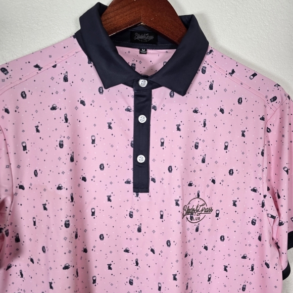 Blade & Grass Club Mens Short Sleeve Medium Golf Performance Polo All Over Print - Picture 2 of 8